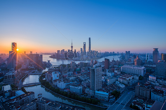 上海城市建筑日出风光日落夕阳东方明珠地标黄浦江