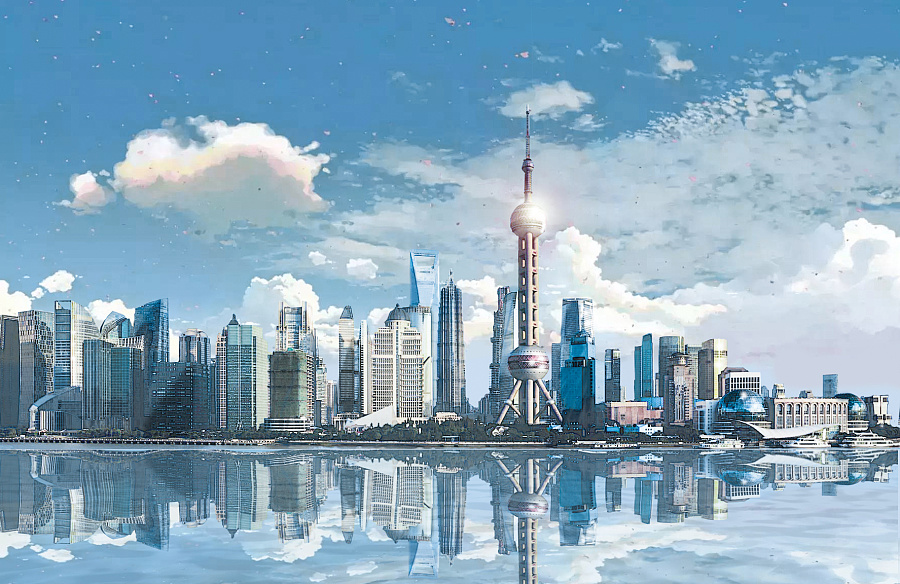 【新海诚画风】上海|绘画习作|插画|Mingki - 原创设计作品 