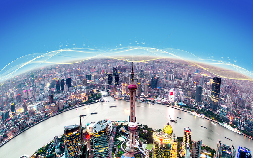 科技线条城市背景图片